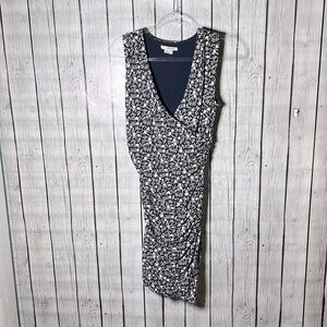 Boden sleeveless ruched printed Midi Dress size 6